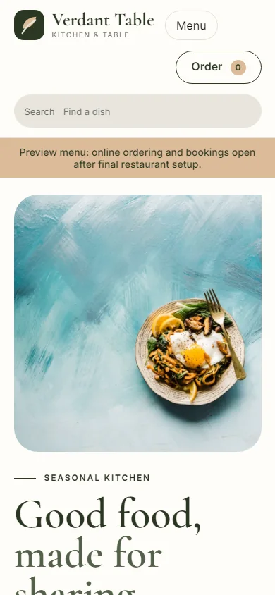 Restaurantwebsite met menu, reserveringen en bestelflow