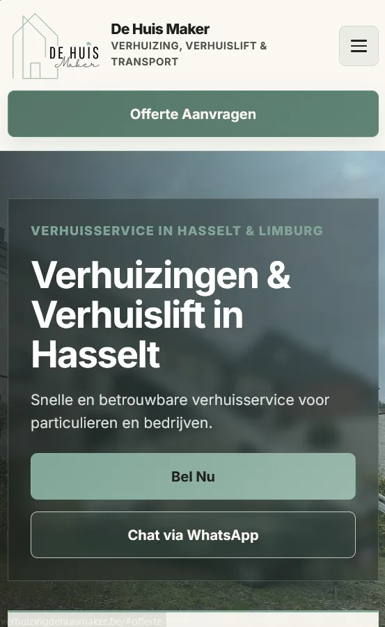 Voor en na voorbeeld van een professionele website op mobiel